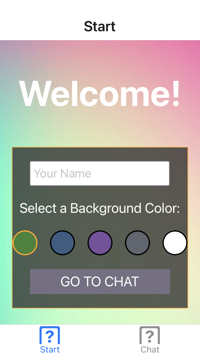 Screenshot of the Chat-App
              start screen.